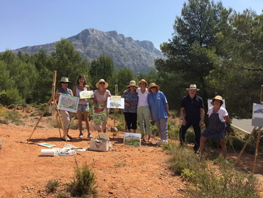 artists painting the famous Mont Sainte-Victoire during our art retreat in France