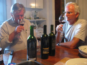 Husbands tasting wine during Walk the Arts workshop