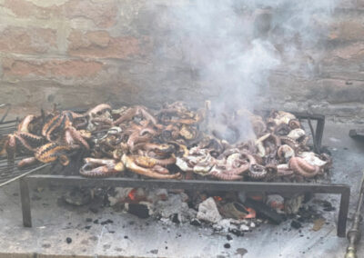 Octopus on the grill a popular meal of our art workshop in Italy